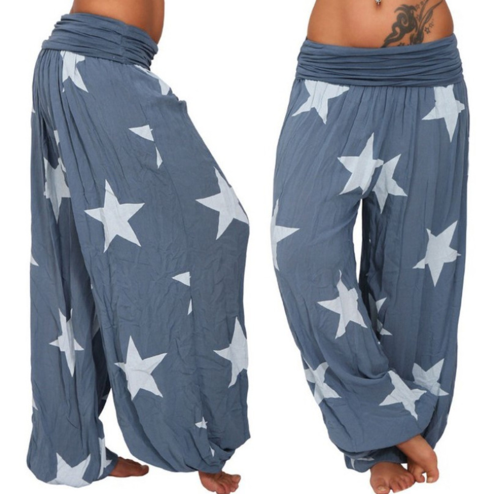 Harem Pants with Stars - Lt Blue